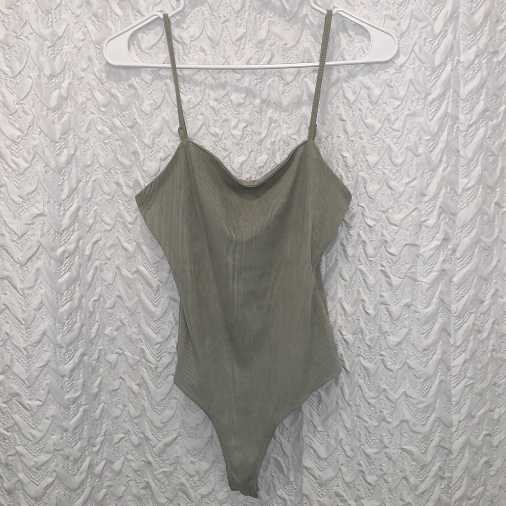 Sage Green These Three Boutique Suede Bodysuit